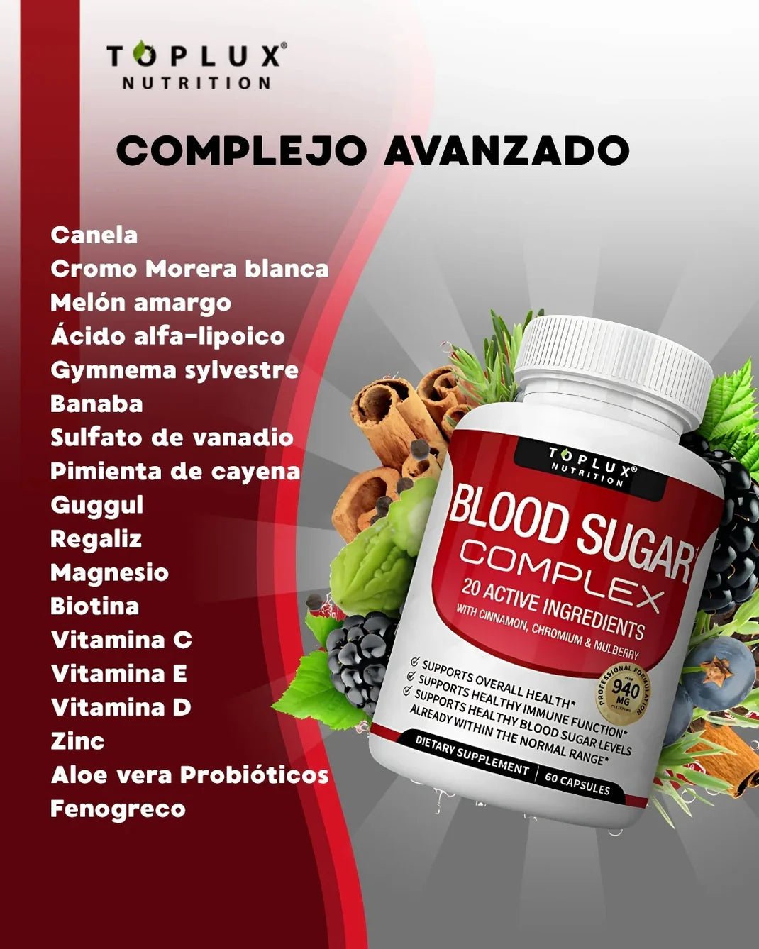 Blood Sugar Complex - Controla tus niveles de azúcar naturalmente - TodoBacano