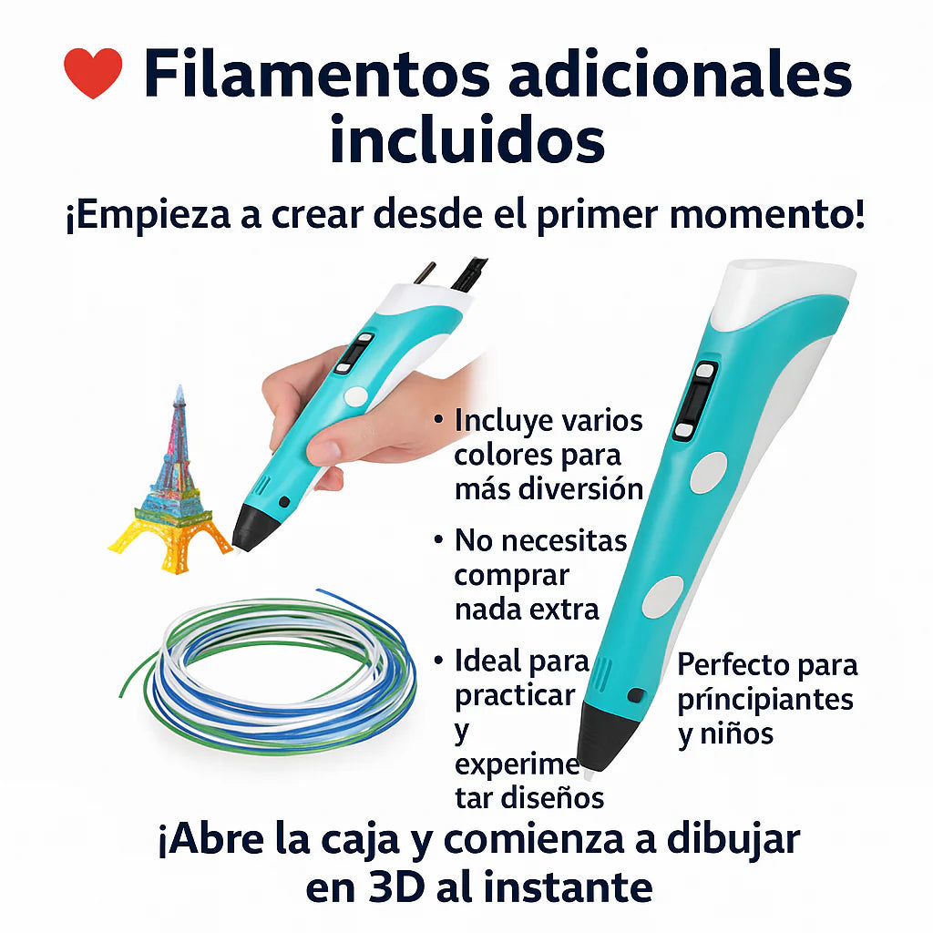 Lápiz Impresora 3D - 10 metros de filamento